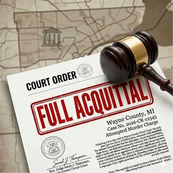 Full acquittal on attempted murder charges, road rage self-defense, Jim Makowski Michigan criminal defense attorney